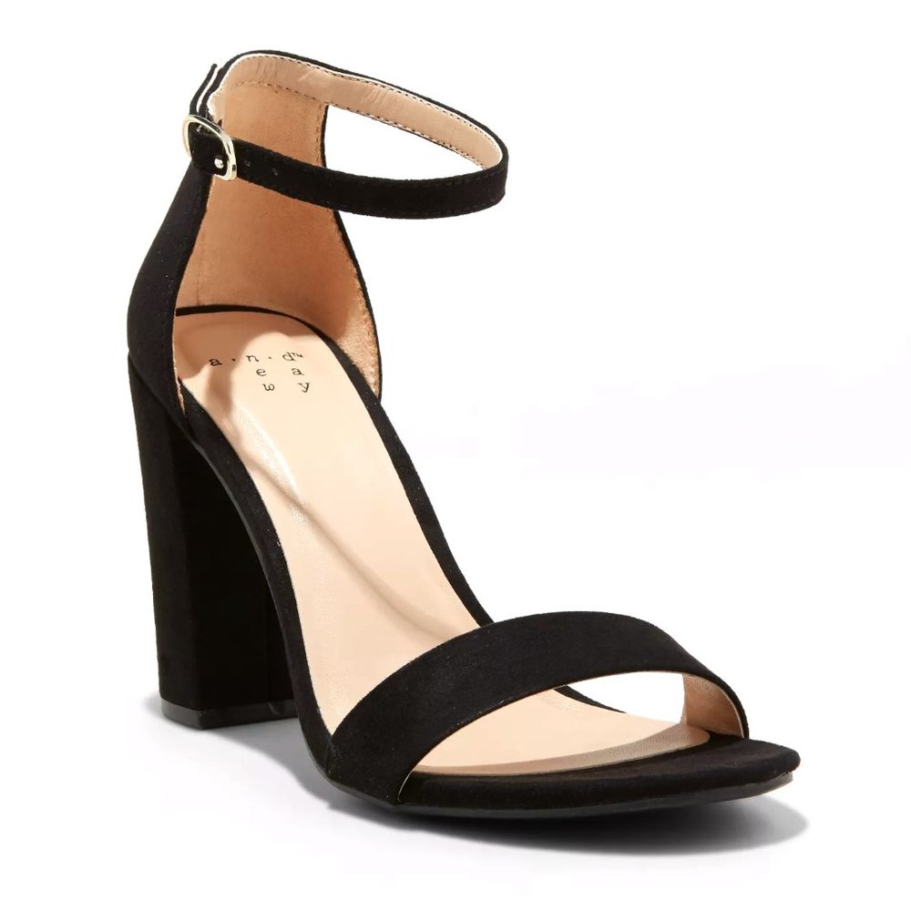 NWT A New Day High Block Heel Pumps Sandals Black